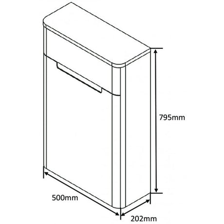 Astini Monza Shadow Grey Back to Wall 500mm Toilet Unit
