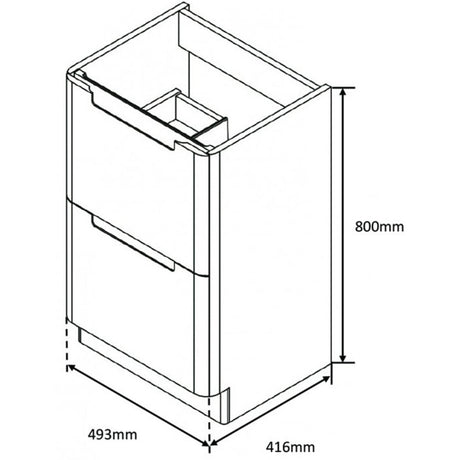 Astini Monza Tailored Grey Floor Standing 500mm Vanity & Basin