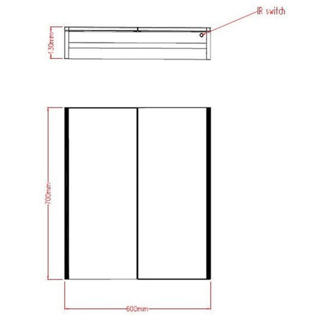 Astini Beau Double Door LED Side Strips Mirror Cabinet 600x700mm