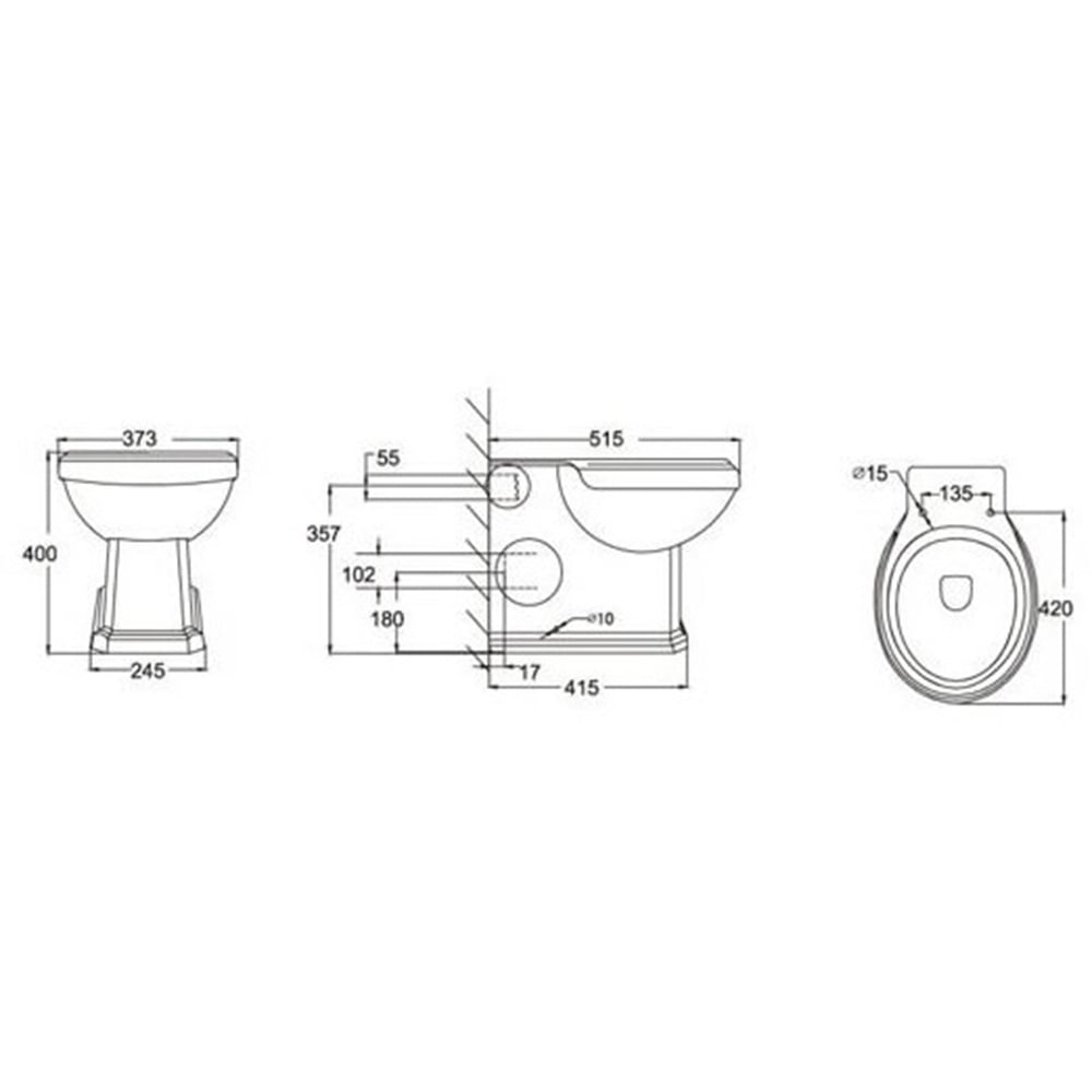 Astini Tenby Traditional Back To Wall Toilet Pan & Fittings