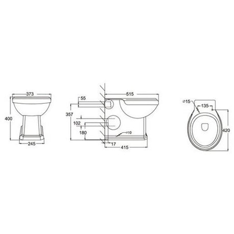Astini Tenby Traditional Back To Wall Toilet Pan & Fittings