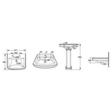 Astini Tenby Traditional Basin & Pedestal with 2 Tap Holes