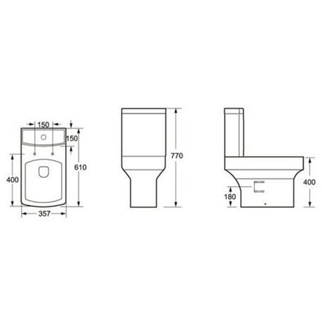 Astini Braga Square Close Coupled Toilet Pan, Cistern & Soft Close Seat