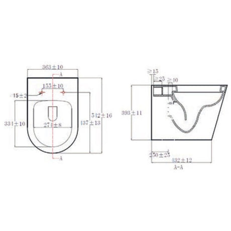 Astini Ferrara Plus Back To Wall Rimless D-Shape Toilet Pan, Seat & Fittings