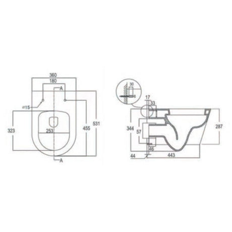 Astini Ferrara Plus Wall Hung Rimless Back To Wall D-Shape Toilet Pan & Seat