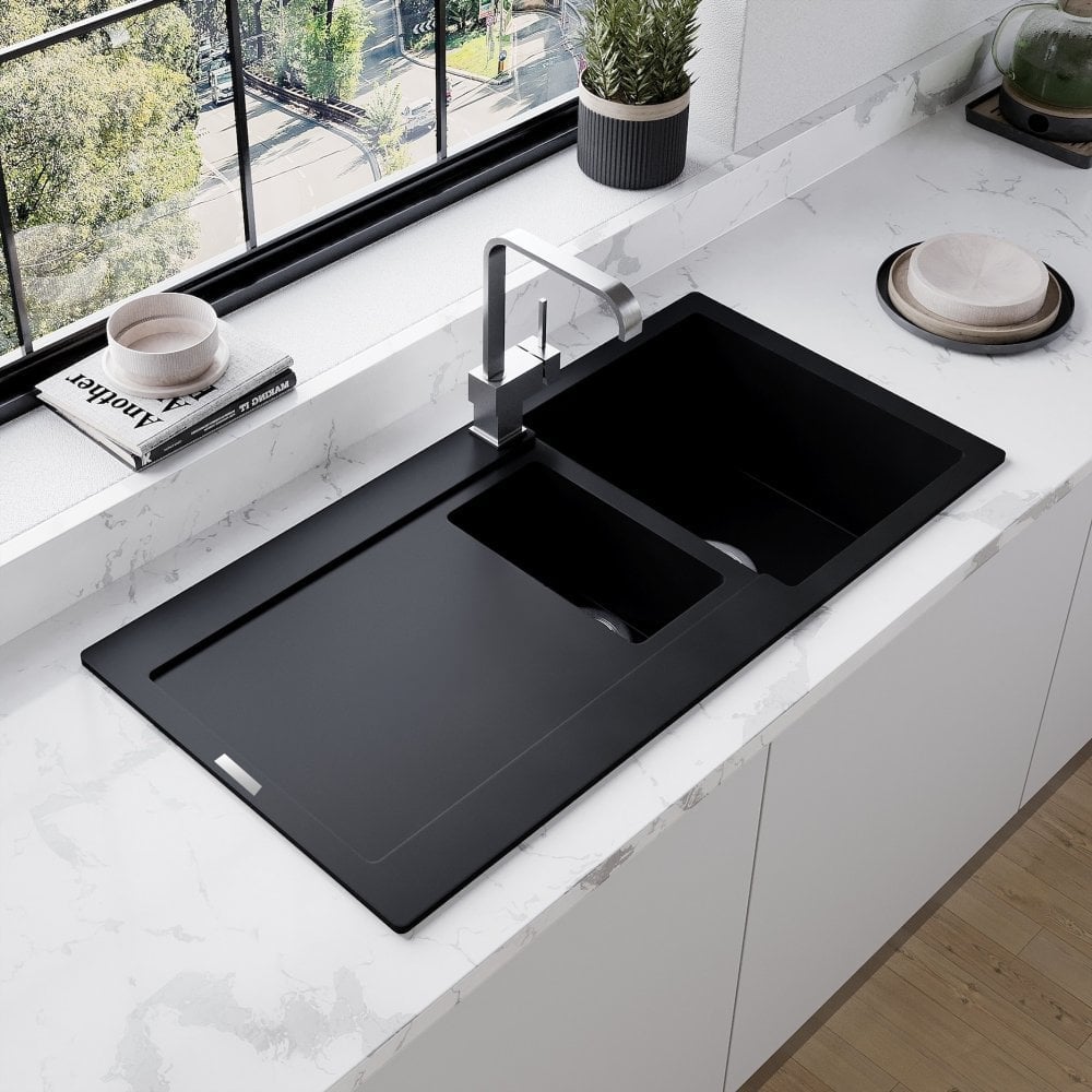 Astini Quadro 1.5 Bowl Granite Reversible Kitchen Sink & Waste