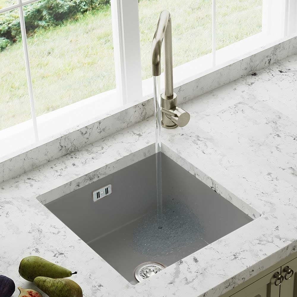 Astini Hampton 100 1.0 Bowl Matt Grey Ceramic Undermount Kitchen Sink with Waste