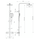Astini Menai Brushed Brass Square Thermostatic Overhead Shower Kit