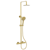Astini Menai Brushed Brass Round Thermostatic Overhead Shower Kit