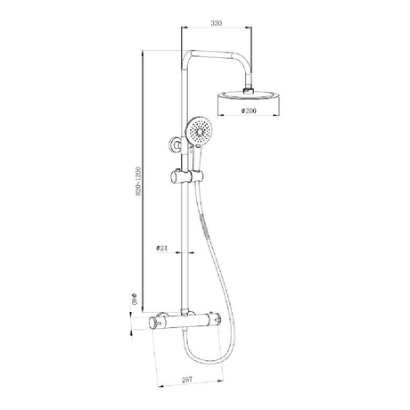 Astini Menai Brushed Brass Round Thermostatic Overhead Shower Kit