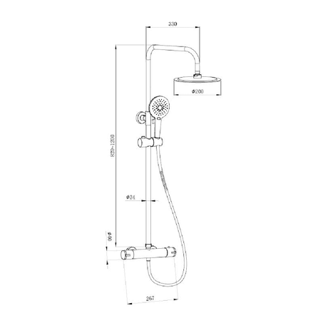 Astini Menai Gunmetal Round Thermostatic Overhead Shower Kit