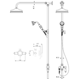 Astini Beaumaris Brushed Brass Exposed Valve Traditional Overhead Shower Rail Kit