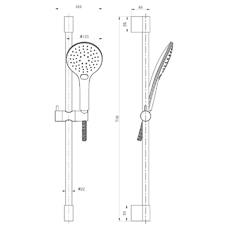 Astini Orca Black Round 3 Spray Shower Riser Kit