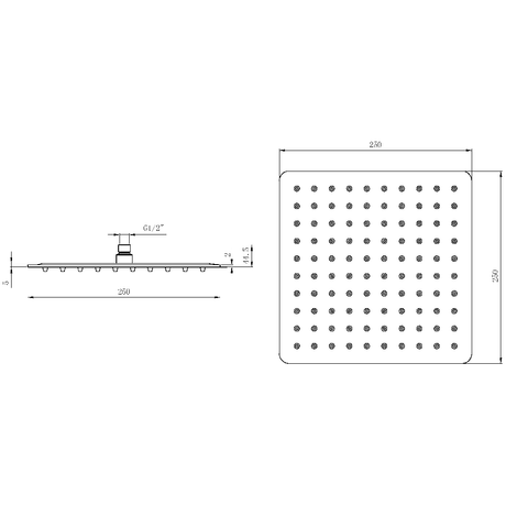 Astini Brushed Brass 250 Square Overhead Shower