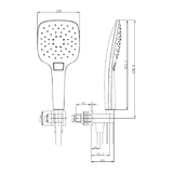 Astini Brushed Brass Square Wall Outlet Elbow with Bracket, Hose & Hand Shower