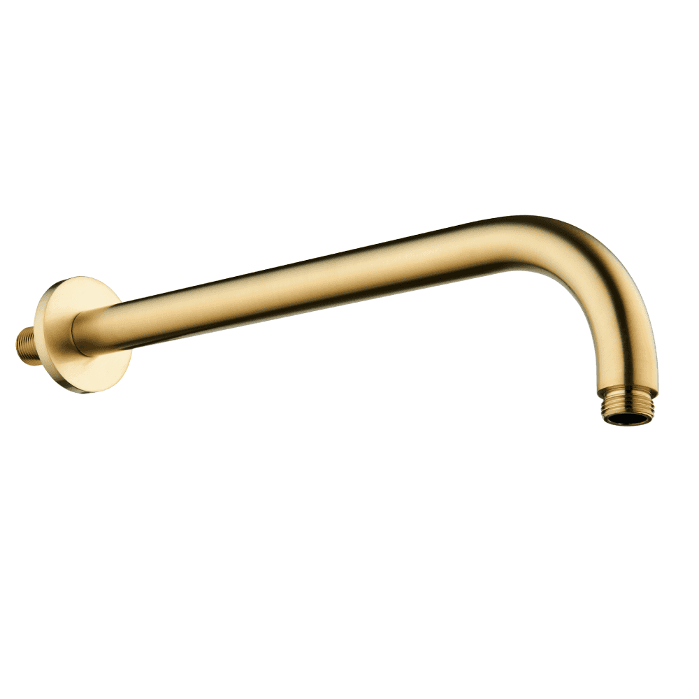 Astini Brushed Brass Round Wall Outlet Shower Arm 345mm