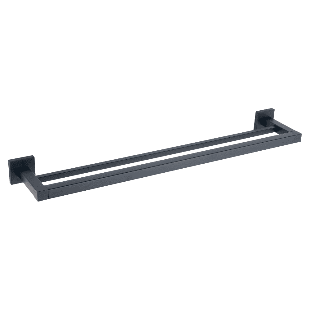 Astini Sydney Matte Black Square Double Towel Rail