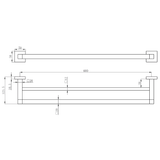 Astini Sydney Brushed Brass Square Double Towel Rail