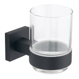 Astini Sydney Matte Black Square Tumbler & Holder