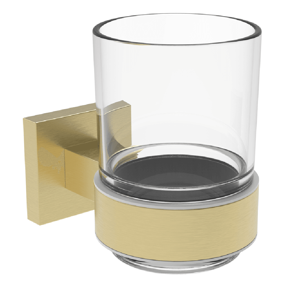 Astini Sydney Brushed Brass Square Tumbler & Holder