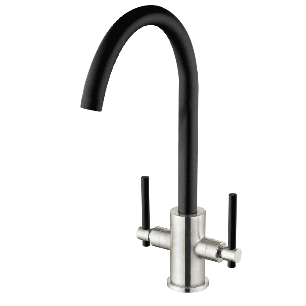 Astini Narberth Brushed Twin Lever Kitchen Tap