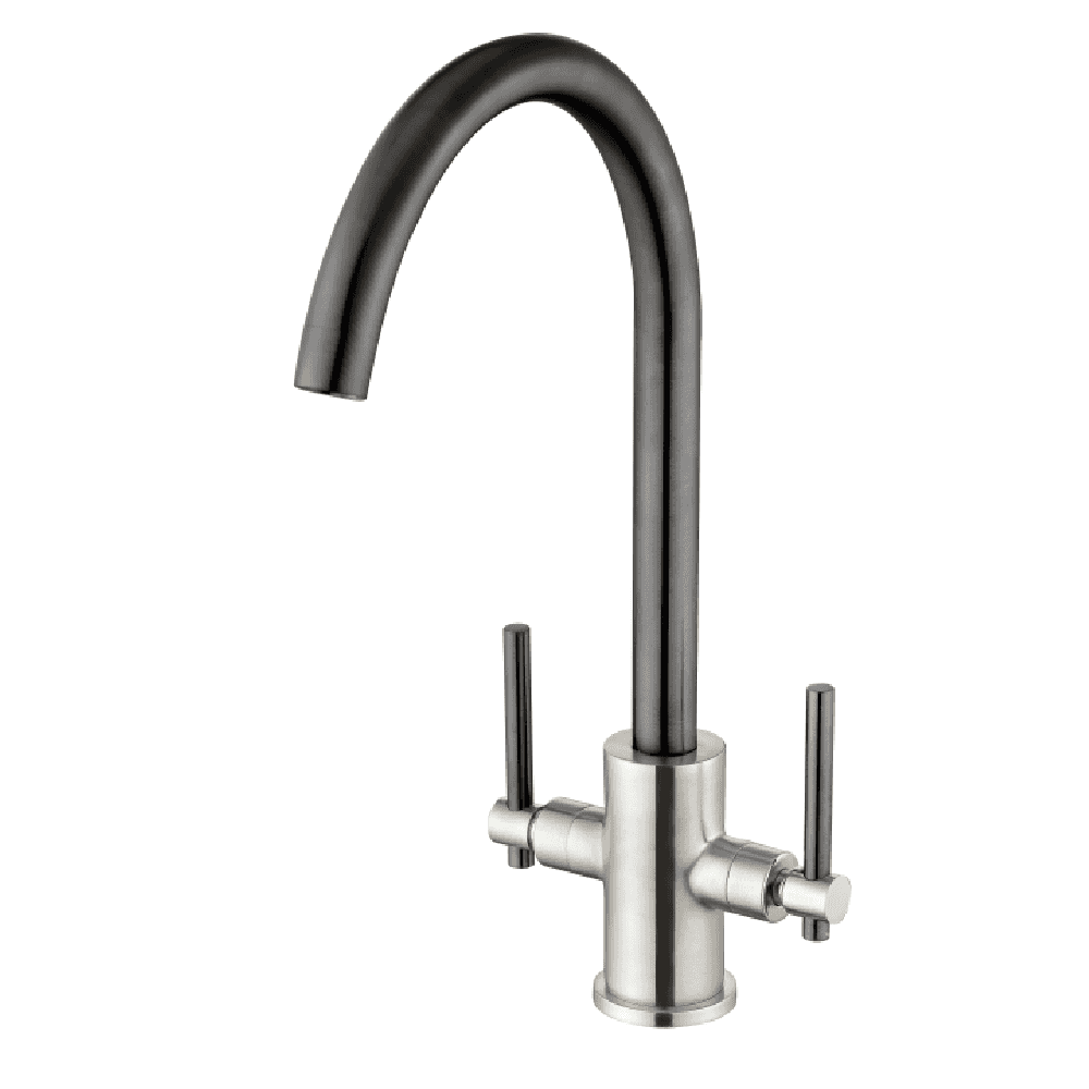 Astini Narberth Brushed Twin Lever Kitchen Tap