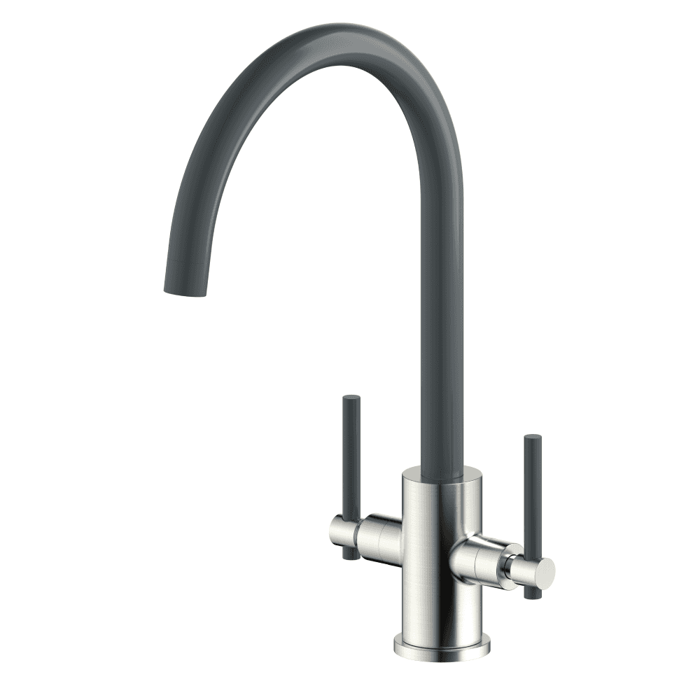 Astini Narberth Brushed Twin Lever Kitchen Tap