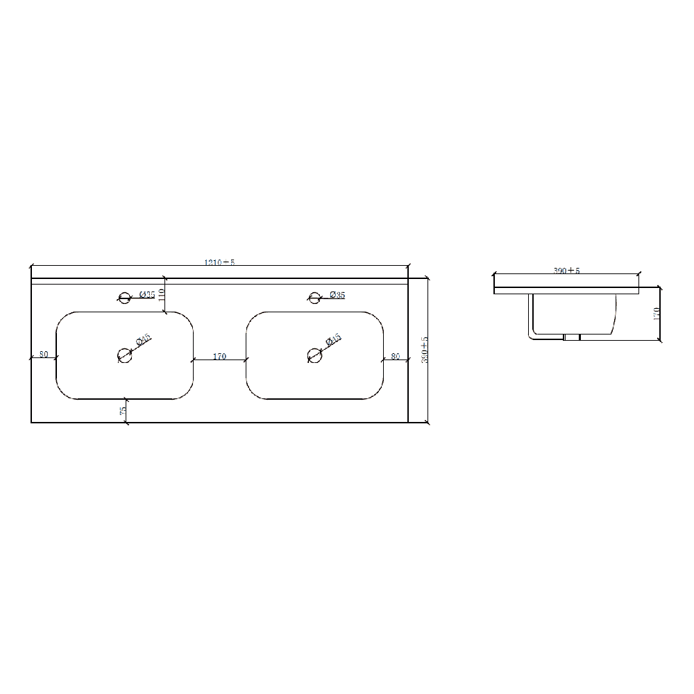 Astini Turin 1200 Twin Ceramic Basin