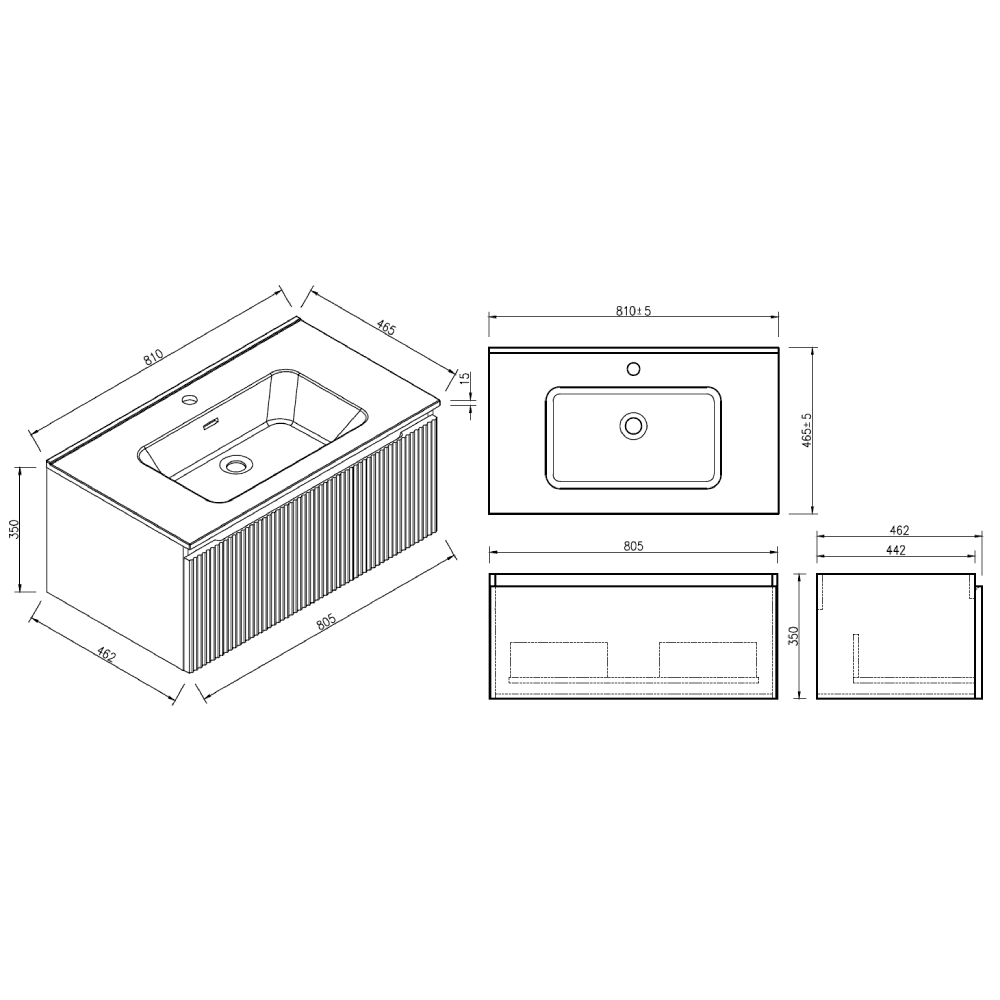 Astini Flauto 800 Wall Hung Vanity Unit & Basin