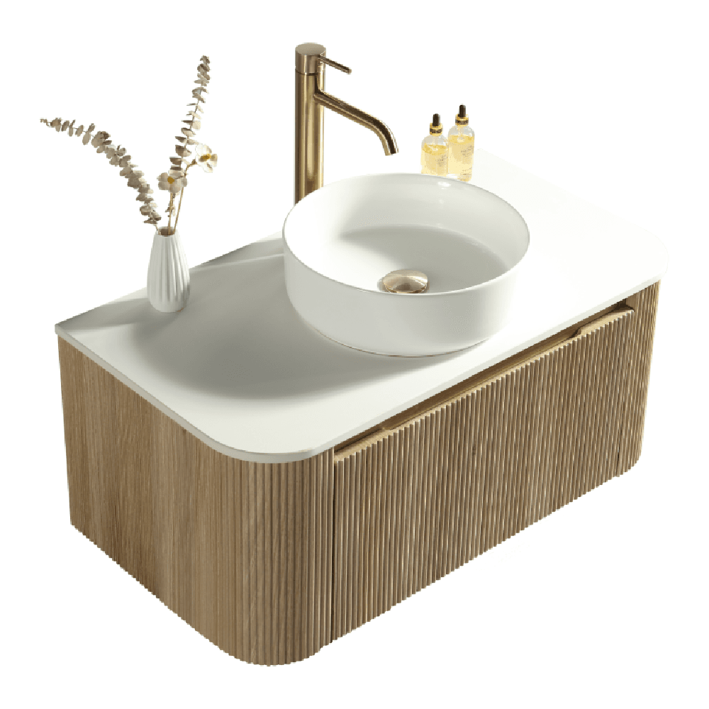 Astini Flauto 870 Curved Corner Wall Hung Vanity Unit & Sintered Stone Counter Top