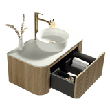 Astini Flauto 870 Curved Corner Wall Hung Vanity Unit & Sintered Stone Counter Top