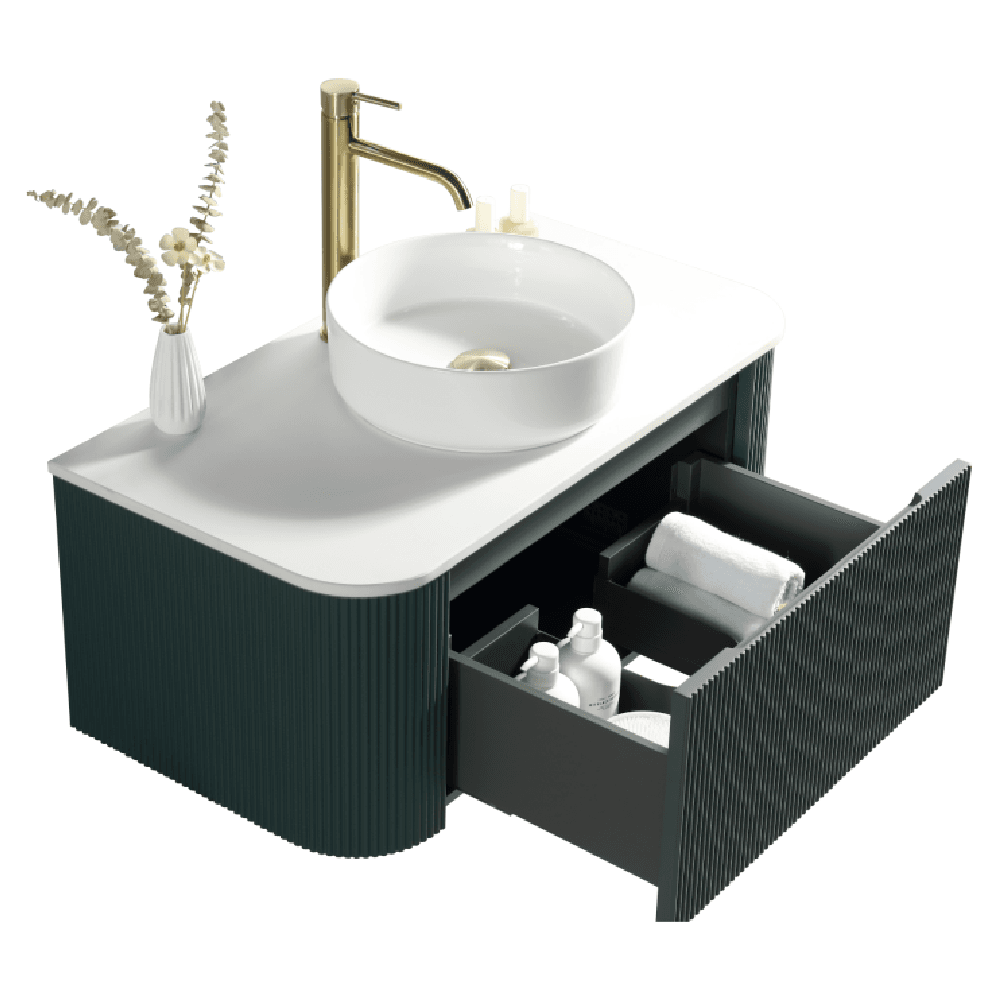 Astini Flauto 870 Curved Corner Wall Hung Vanity Unit & Sintered Stone Counter Top