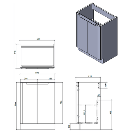 Astini Monza White 2-Door Floor Standing Vanity Unit & Basin