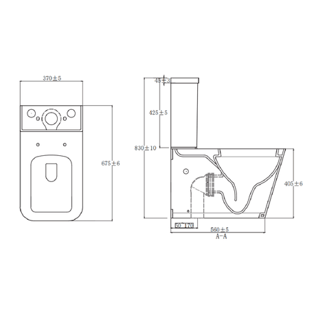 Astini Milan Square Rimlesss Close Coupled Toilet Pan, Cistern & Soft Close Seat