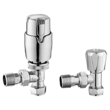 Astini Thermostatic Controlled Chrome Angled Radiator Valves
