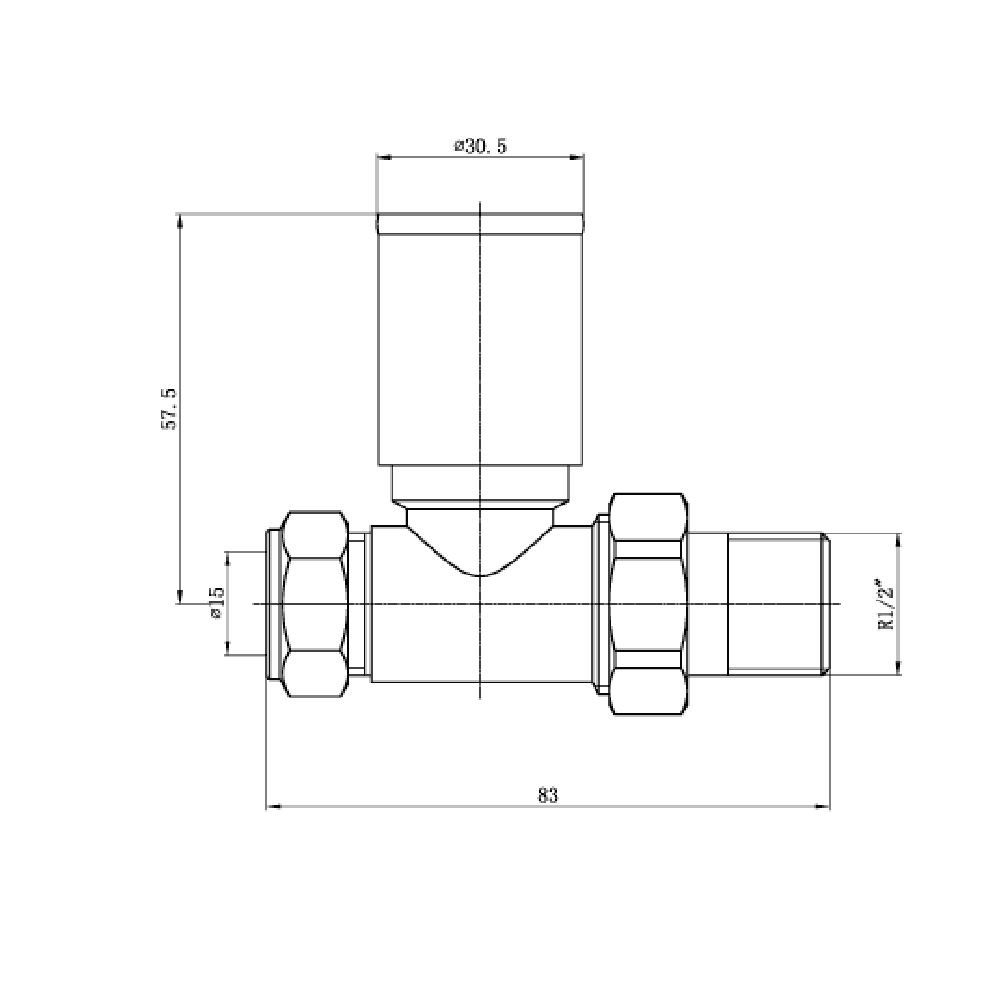 Astini Modern Round Chrome Straight Radiator Valves