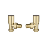 Astini Brushed Brass Round Angled Radiator Valves