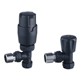 Astini Thermostatic Controlled Black Angled Radiator Valves