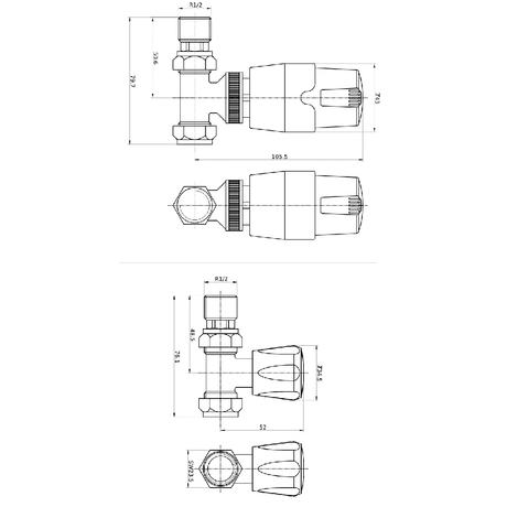 Astini Thermostatic Controlled Black Straight Radiator Valves