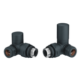 Astini Black Corner Towel Rail Radiator Valves