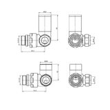 Astini Black Corner Towel Rail Radiator Valves