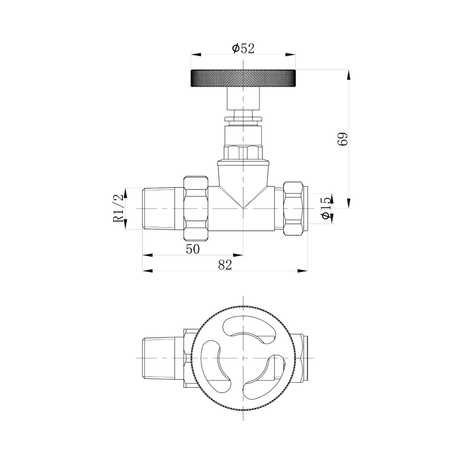 Astini Maesteg Industrial Straight Radiator Valve with Chrome, Orca Black, Anthracite, Brushed Brass Finishes