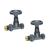 Astini Maesteg Industrial Straight Radiator Valve with Chrome, Orca Black, Anthracite, Brushed Brass Finishes