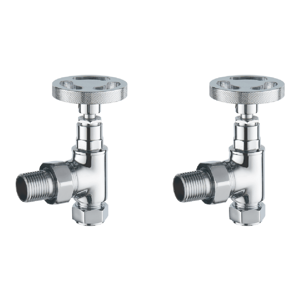 Astini Maesteg Industrial Angled Radiator Valve with Durable Metal Finish Options