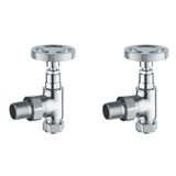 Astini Maesteg Industrial Angled Radiator Valve with Durable Metal Finish Options