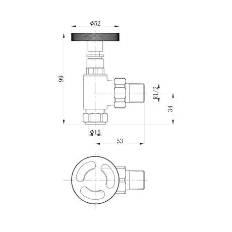 Astini Maesteg Industrial Angled Radiator Valve with Durable Metal Finish Options
