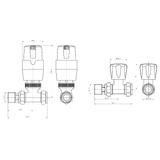 Astini Thermostatic Controlled Brushed Brass Straight Radiator Valves