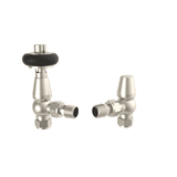 Astini Caerleon Satin Nickel Wooden Head Angled Radiator Valve