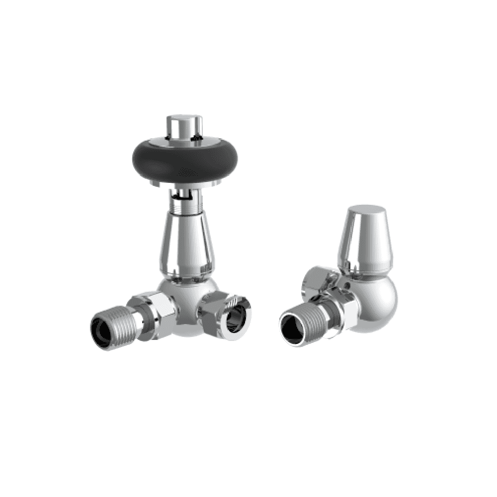 Astini Caerleon Chrome Wooden Head Corner Radiator Valve