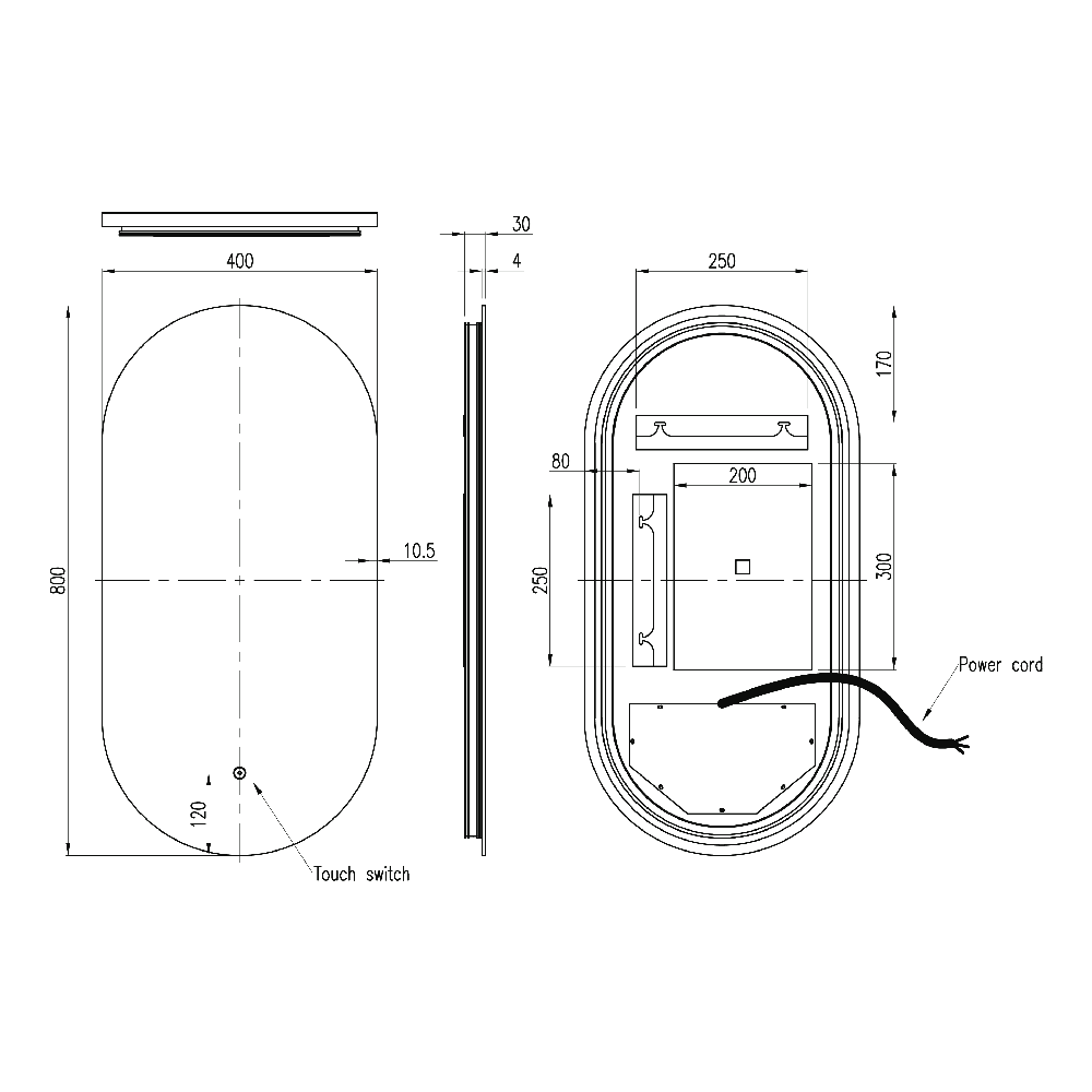 Astini Raffy 800 BackLit LED Touch Mirror